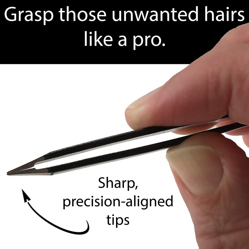 Zizzili Basics Mini Slant Tweezers - Best Tweezers for Eyebrow, Facial Hair Removal and your Precision Needs (Midnight Ombre) - Image 4
